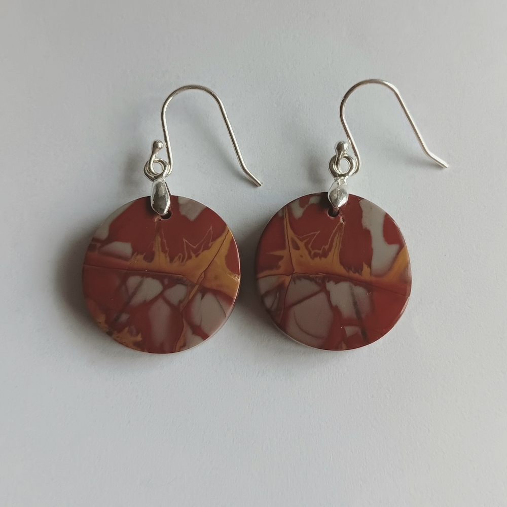 Mookaite Jasper Gemstone Earrings with 925 Sterling Silver Findings